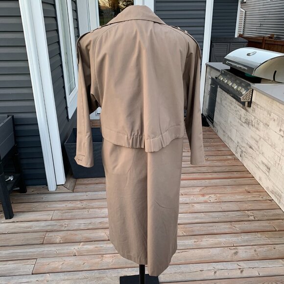 Vintage 80s 90s Khaki Long Beltless Classic Trench Coat Overcoat Raincoat - Picture 7 of 16